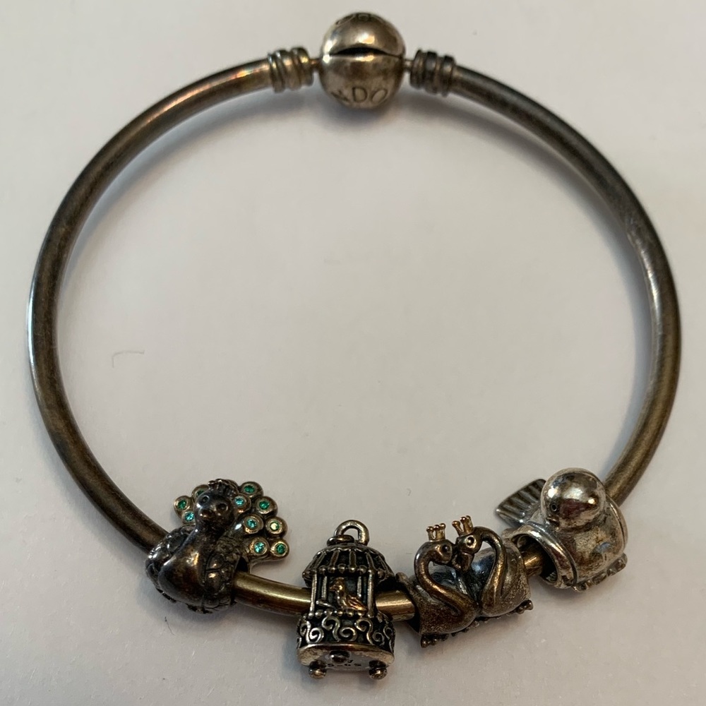 Pandora Aviary Bird Bangle Sterling